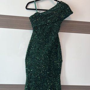 Cinderella Divine One Shoulder Evening Gown Green